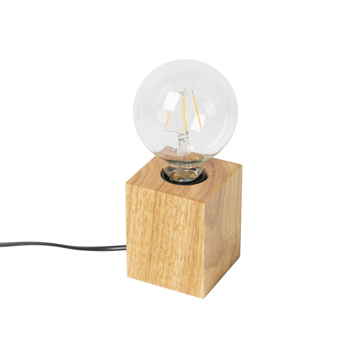 QAZQA Landelijke tafellamp hout naturel - Bloc