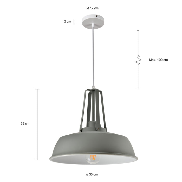 QUVIO Hanglamp rond grijs - QUV5080L-GREY