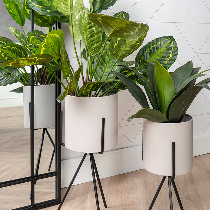 present time - Bloempot set Pedestal XL - Warm Grijs - Ø23cm & Ø20cm