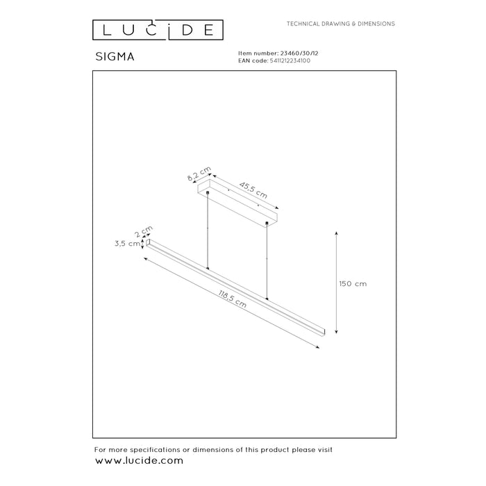 Lucide SIGMA Hanglamp - Mat chroom
