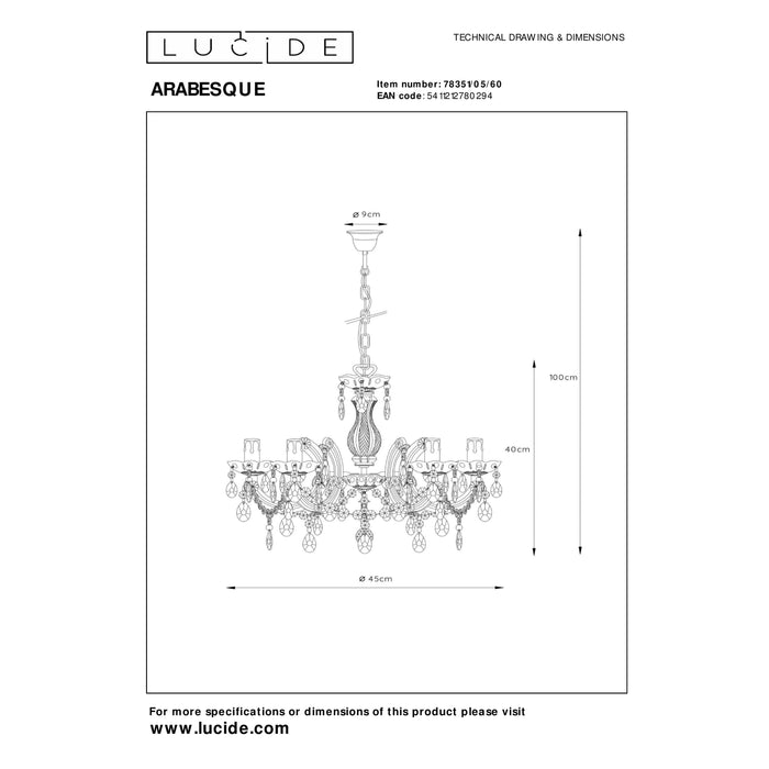 Lucide ARABESQUE Kroonluchter - Transparant
