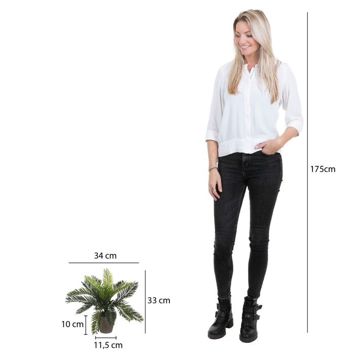 Mica Decorations Cycas Palm Kunstplant - H33 x Ø34 cm - Groen