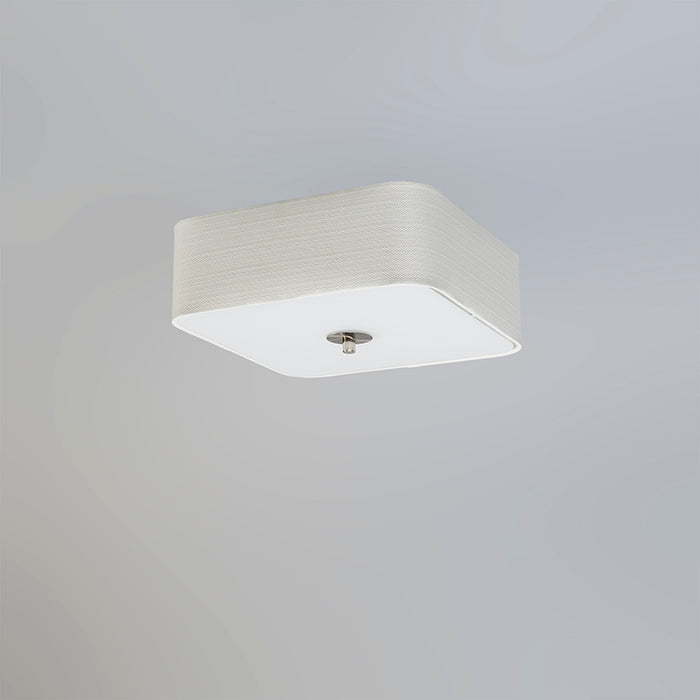 QAZQA Plafondlamp drum jute - Wit - Modern - L 300mm