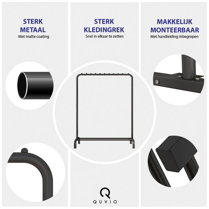 QUVIO Kledingrek met schoenen opbergruimte zwart