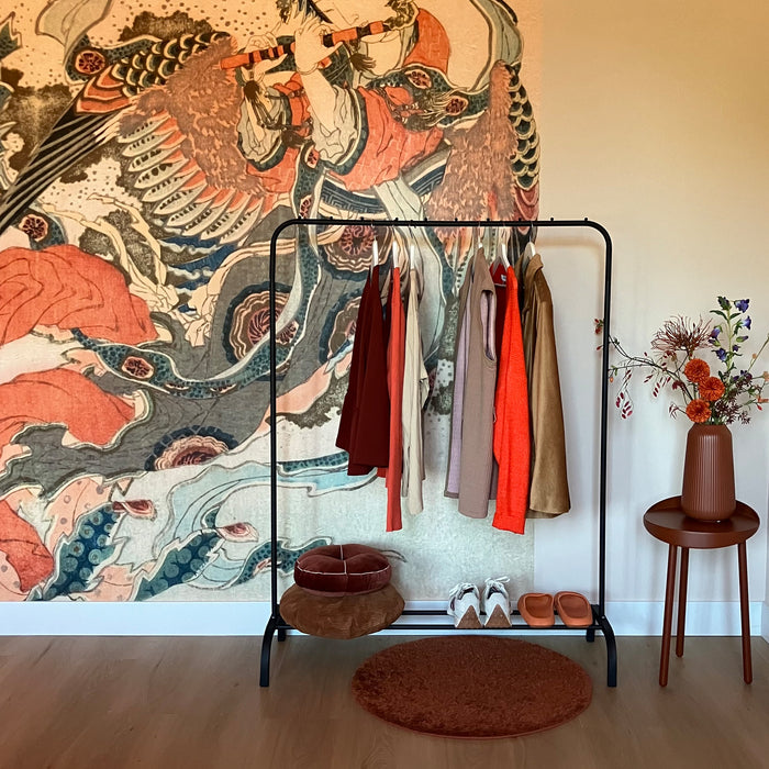 QUVIO Kledingrek met schoenen opbergruimte zwart