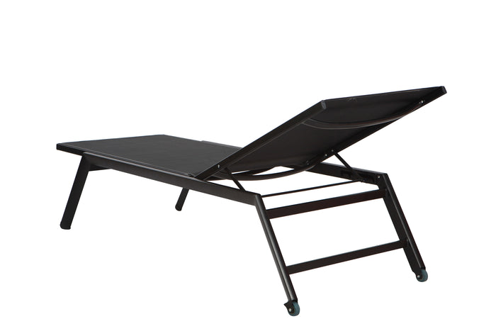 DKS Lounger Quaoar Aluminium Zwart Texileen - Ligstoel Tuin