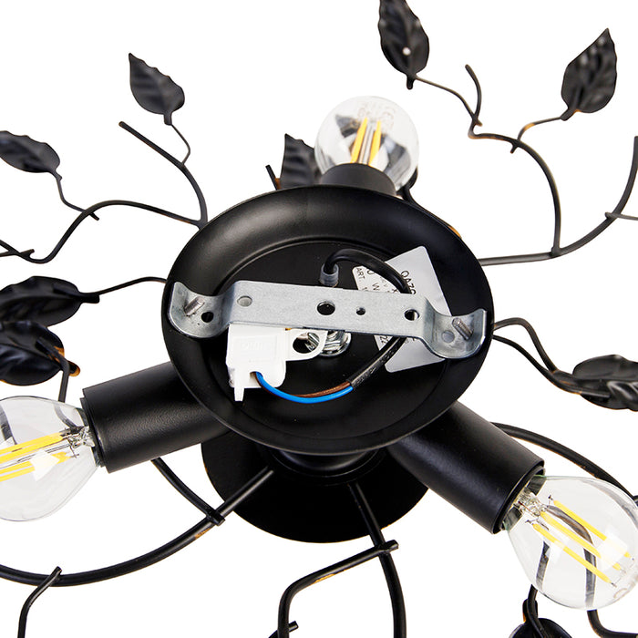 QAZQA Vintage plafondlamp zwart met goud 50 cm 3-lichts - Foglie