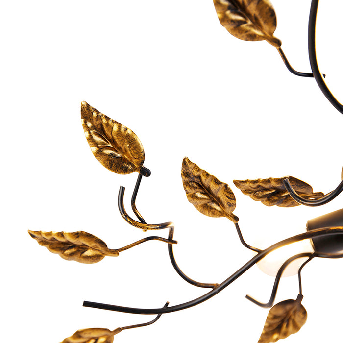 QAZQA Vintage plafondlamp zwart met goud 50 cm 3-lichts - Foglie
