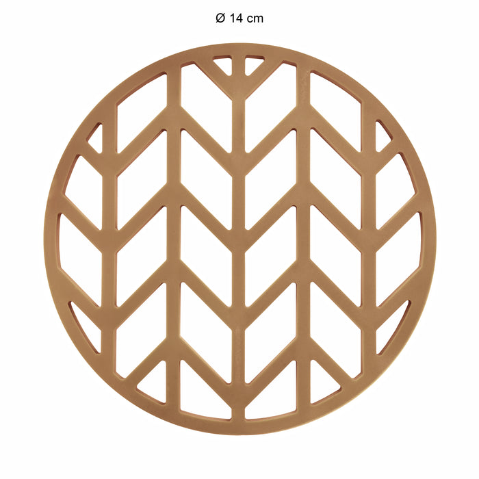 Krumble Siliconen pannenonderzetter rond met pijlen patroon - Bruin