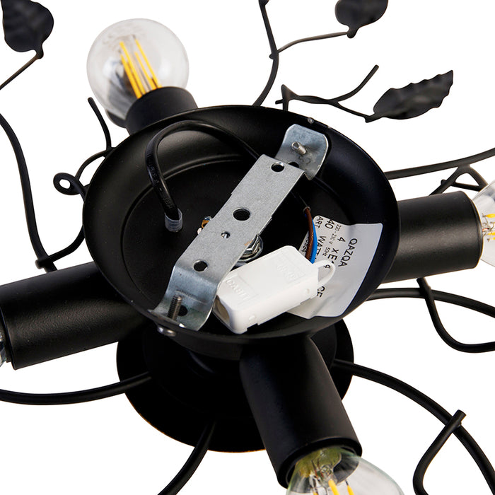 QAZQA Vintage plafondlamp zwart met goud 80 cm 4-lichts - Foglie