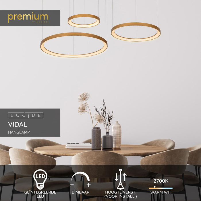 Lucide Premium VIDAL Hanglamp - Mat Goud | Messing