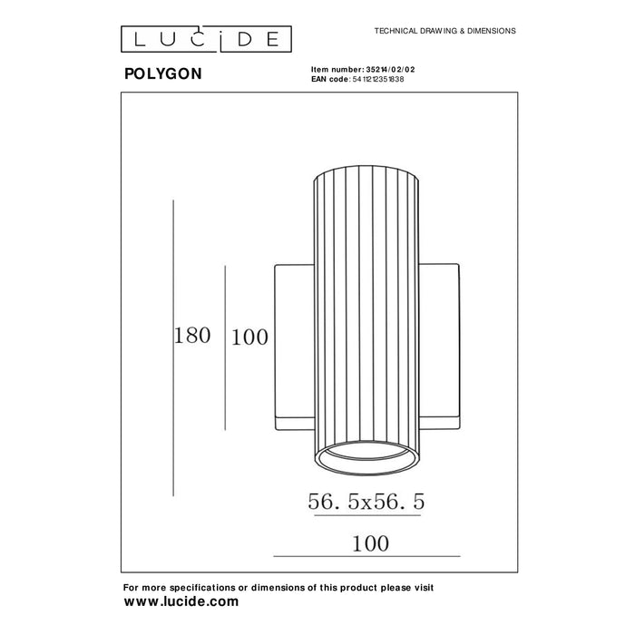 Lucide POLYGON Wandspot - Mat Goud | Messing