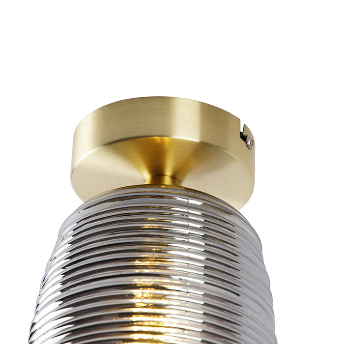 QAZQA Art deco plafondlamp messing met smoke glas - Michi