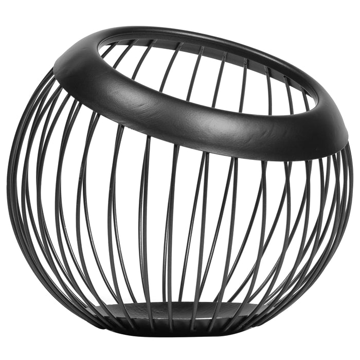 QUVIO Ronde fruitschaal metaal - Zwart met een bruine gloed