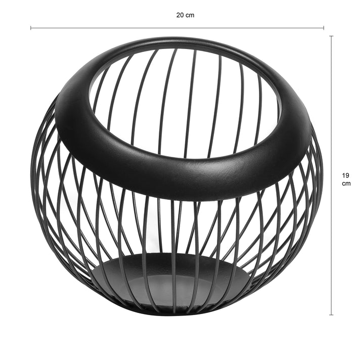 QUVIO Ronde fruitschaal metaal - Zwart met een bruine gloed