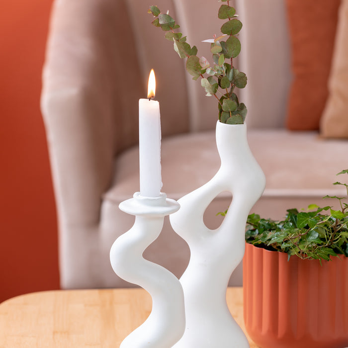 present time - Vase Organic Swirls polyresin white