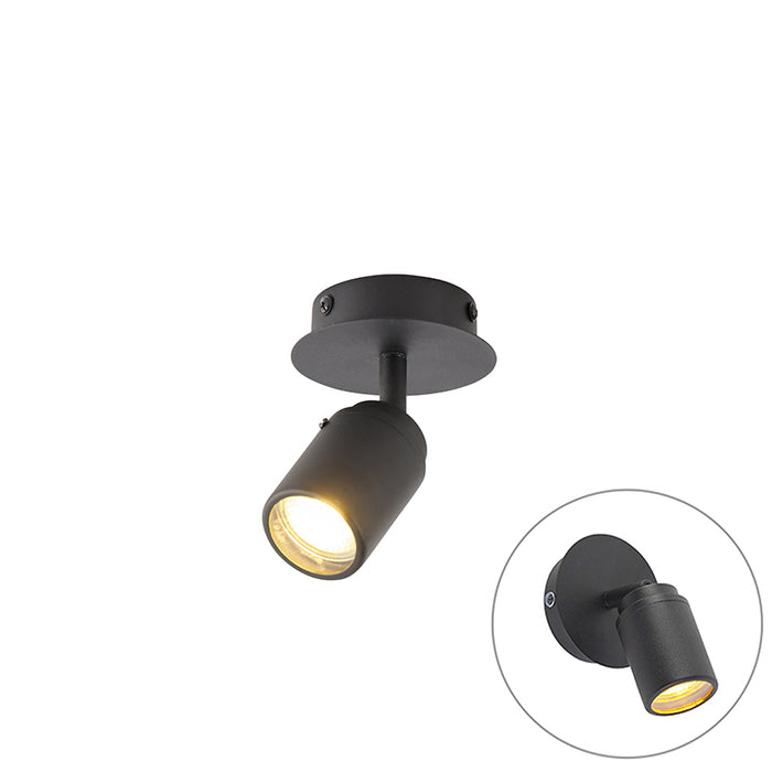 QAZQA Moderne badkamer spot zwart IP44 - Ducha