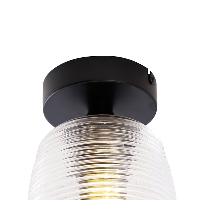 QAZQA Art deco plafondlamp zwart - Michi