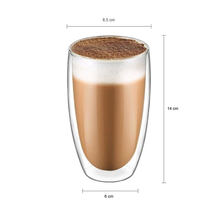 Krumble Latte Macchiato glas dubbelwandig 400ml - set van 4