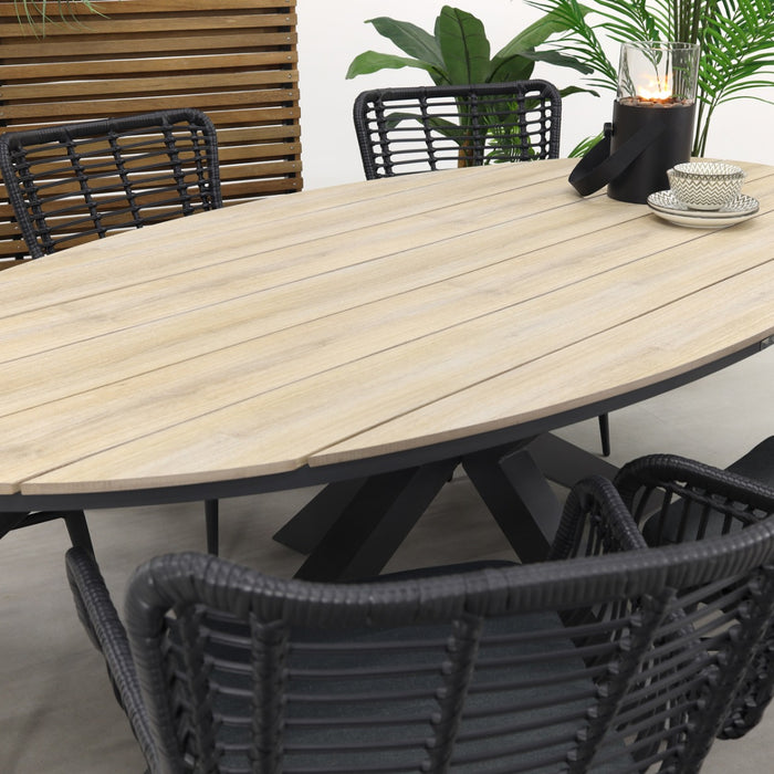 Garden Impressions Jasmine - Black|Edison 220x115 cm. - ovale tuinset