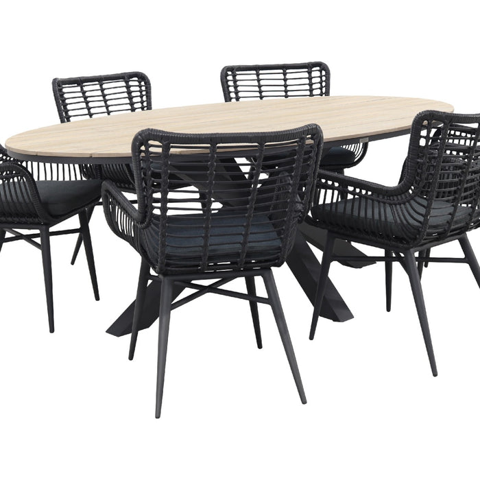 Garden Impressions Jasmine - Black|Edison 220x115 cm. - ovale tuinset