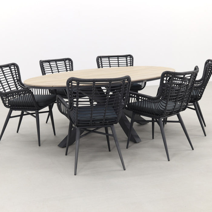 Garden Impressions Jasmine - Black|Edison 220x115 cm. - ovale tuinset