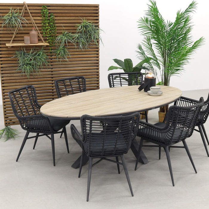 Garden Impressions Jasmine - Black|Edison 220x115 cm. - ovale tuinset