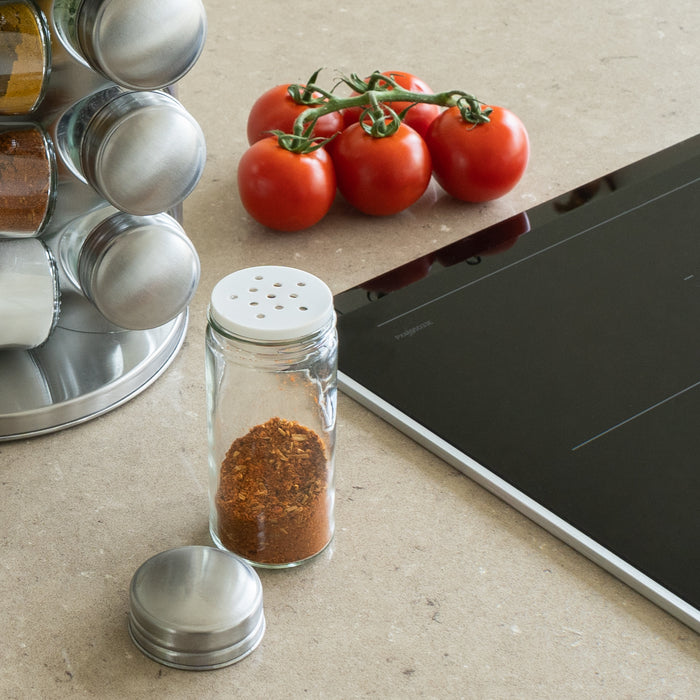 Krumble Kruidenrek draaibaar + 16 kruidenpotjes - RVS