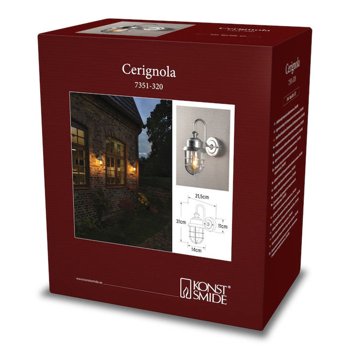 Konstsmide Cerignola Wandlamp - E27 - 24.5 x 30.5 cm - Gegalvaniseerd