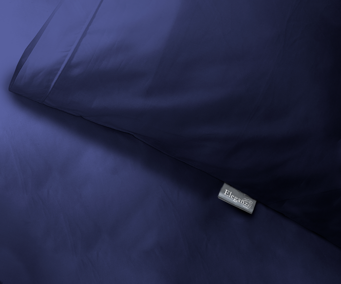 Elegance Dekbedovertrek Uni Percal Katoen Met Bies dark blue