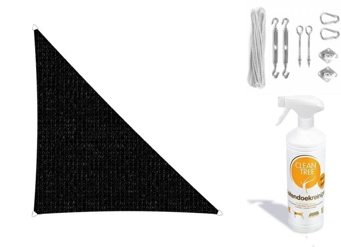 Sunfighters    driehoek 3.5x4x4.5m Zwart met  Bevestigingsset