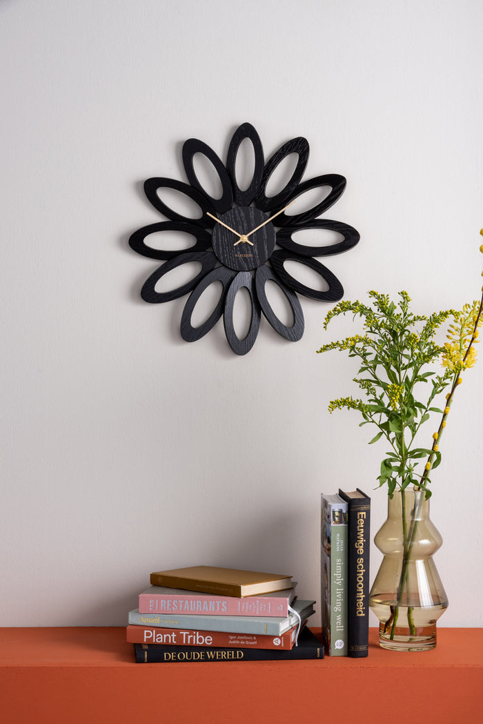 Karlsson - Wall clock Fiore wood veneer black