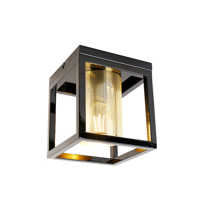 QAZQA Plafondlamp cagetess - Goud|messing - Industrieel - L 18cm