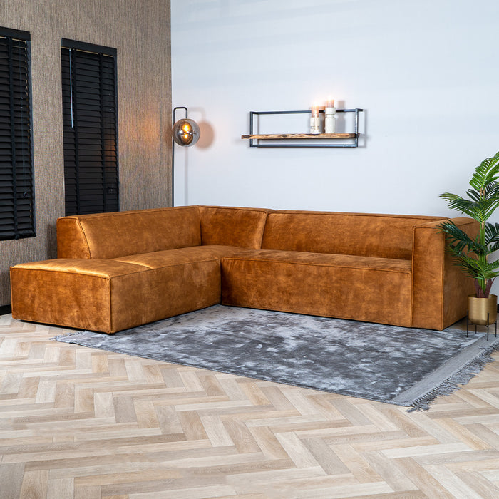 Bronx71 Velvet hoekbank Memphis okergeel links