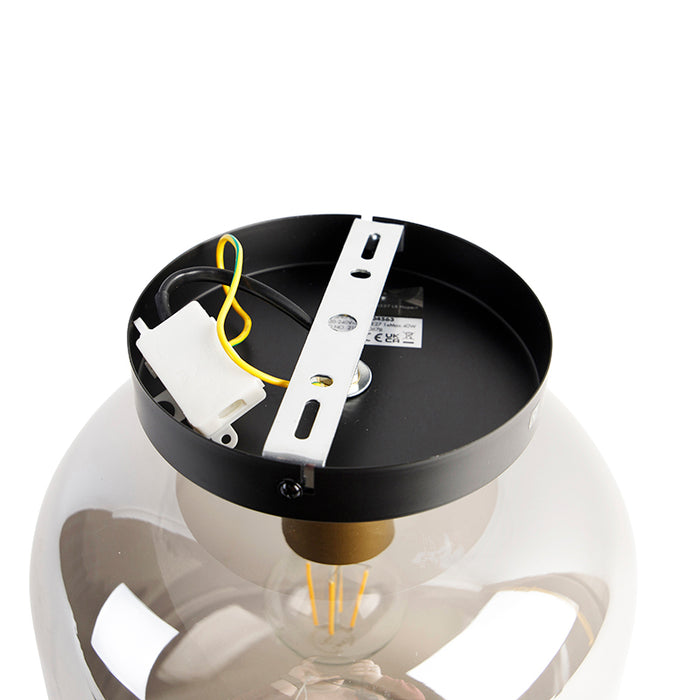 QAZQA Design plafondlamp zwart met goud en smoke glas - Zuzanna