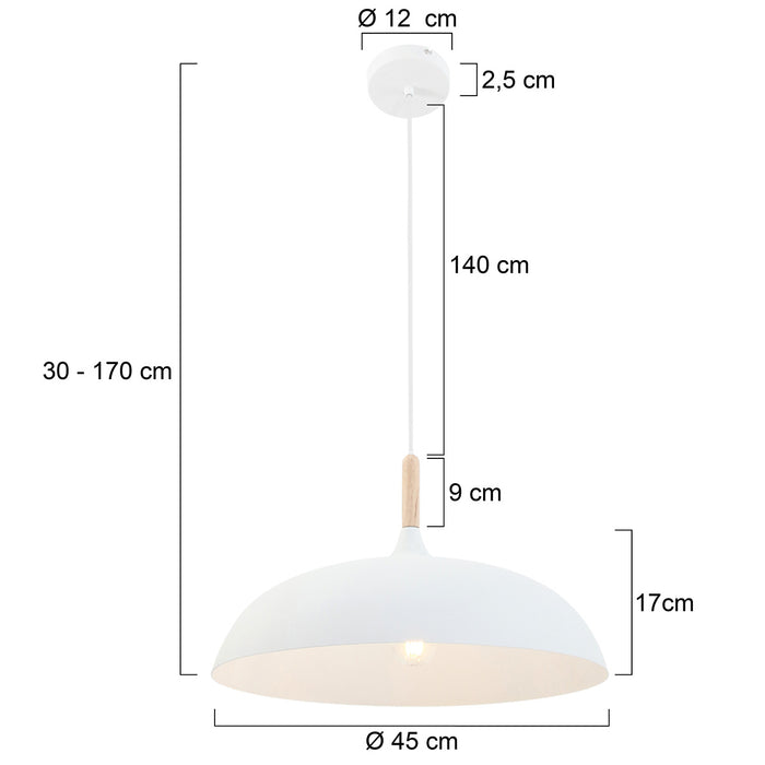 Mexlite Hanglamp Wit Ø 45cm E27 Fitting