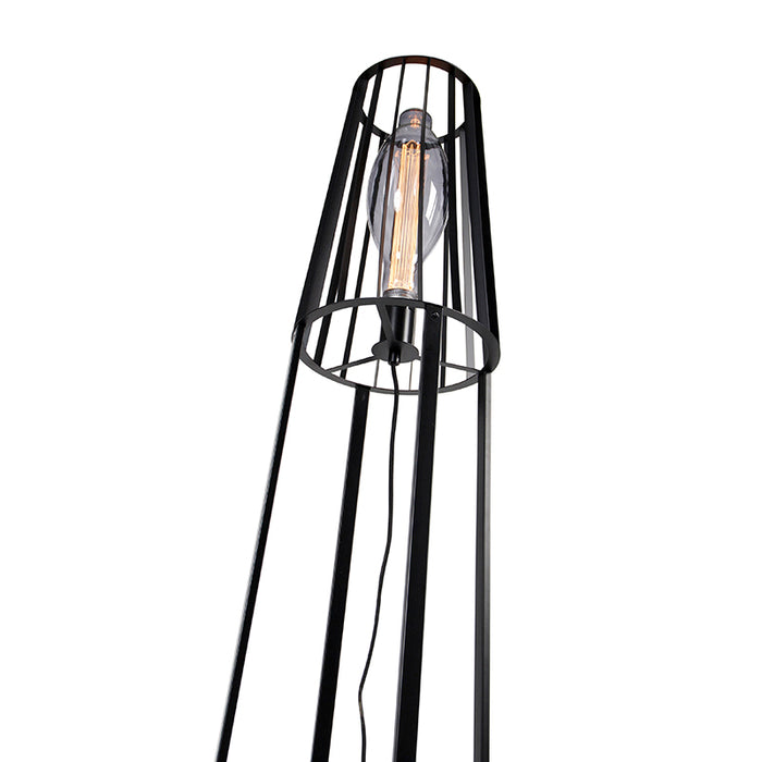 QAZQA Vloerlamp wieza - Zwart - Landelijk - D 32cm