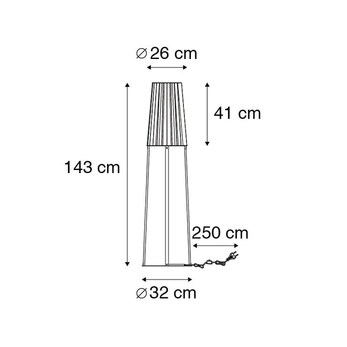 QAZQA Vloerlamp wieza - Zwart - Landelijk - D 32cm