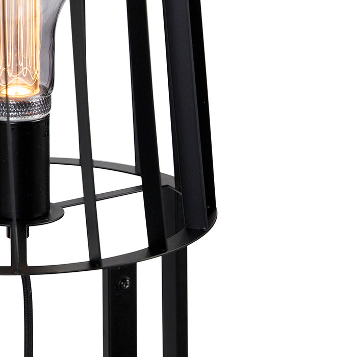 QAZQA Vloerlamp wieza - Zwart - Landelijk - D 32cm