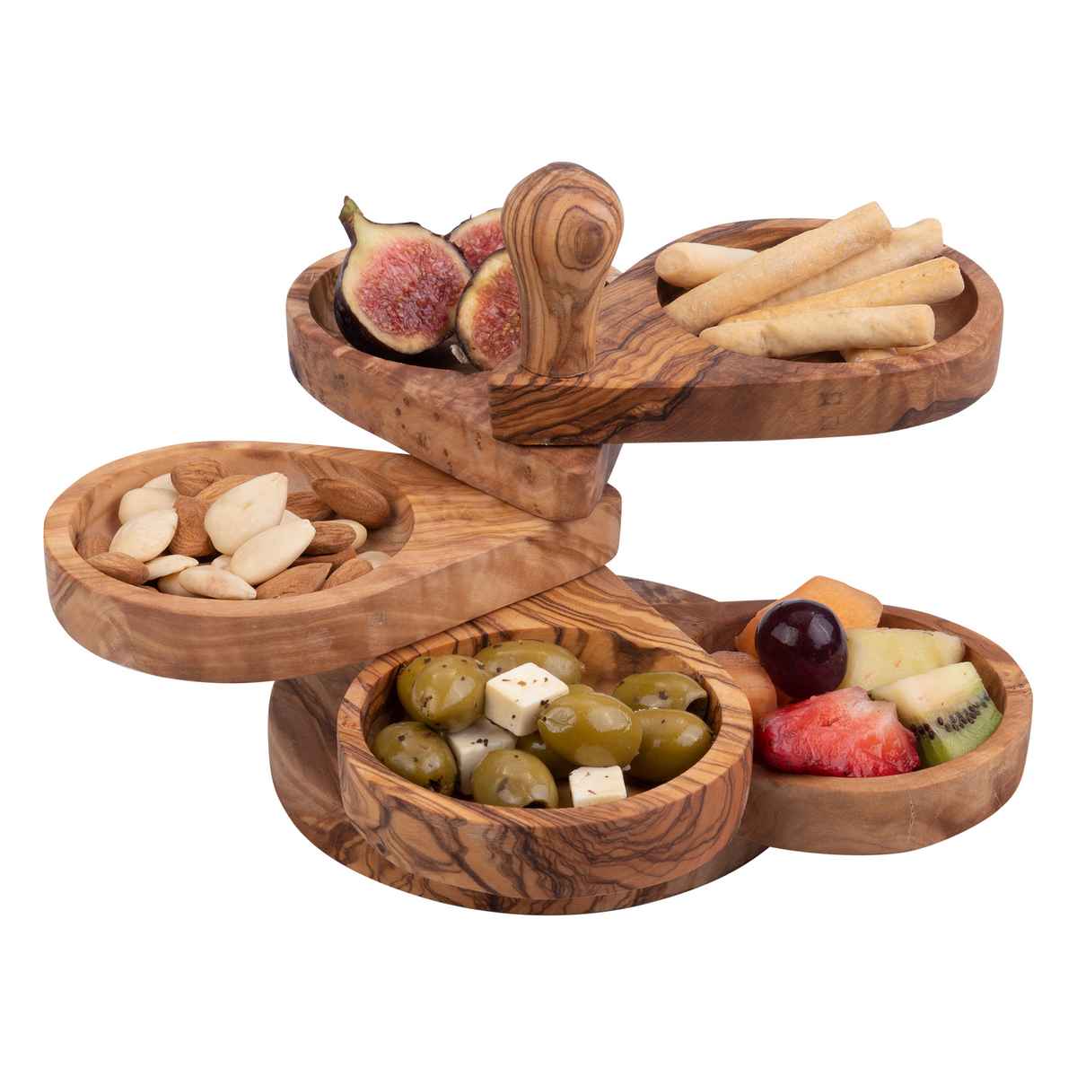 Bowls and Dishes Pure Olive Wood Etagère 5-delig