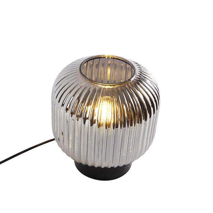 QAZQA Art Deco tafellamp zwart met smoke glas - Karel