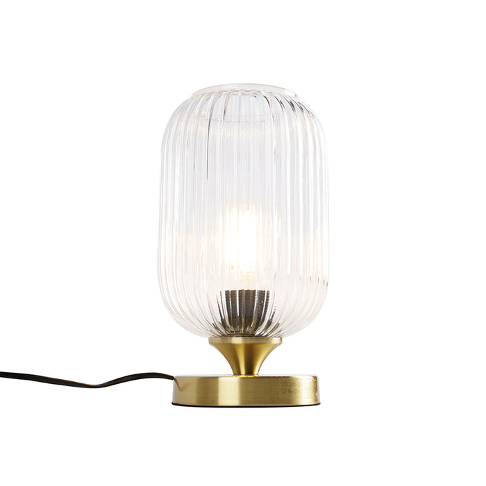 QAZQA Art deco tafellamp messing met glas - Banci