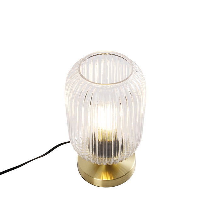 QAZQA Art deco tafellamp messing met glas - Banci