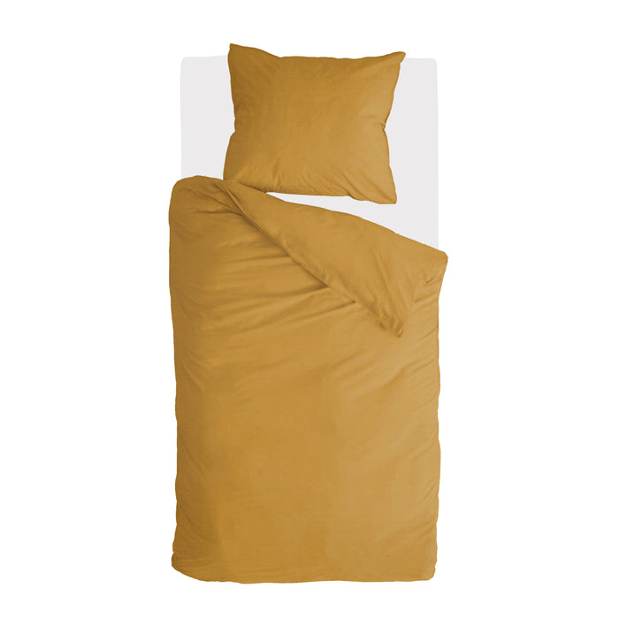 Walra Vintage Cotton Dekbedovertrek 140 x 220/240 cm - Honing mosterd