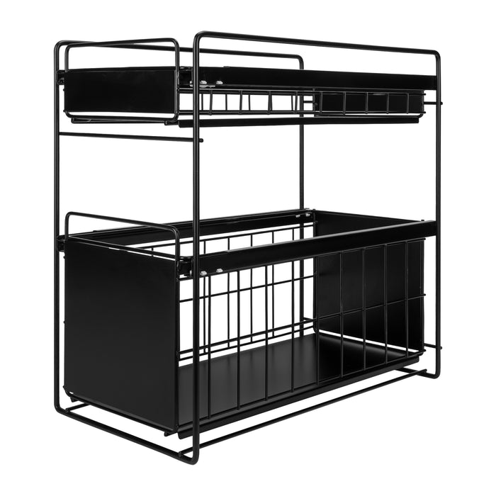 QUVIO Kruidenrek metaal met 2 lades - Zwart