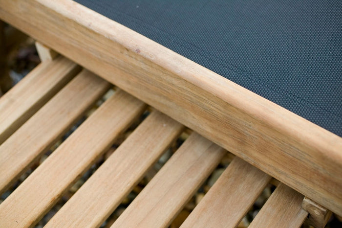 WOOOD Caldo Sunlounger Outdoor Loungebed Teakhout - Zwart Textileen