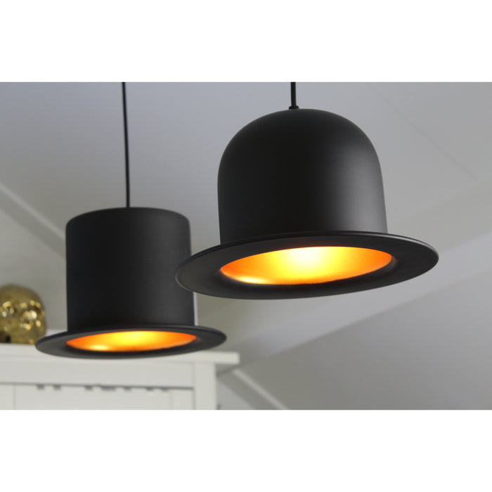 United Entertainment ® - Hoge Hoed Hanglamp - Zwart-goudkleur folie