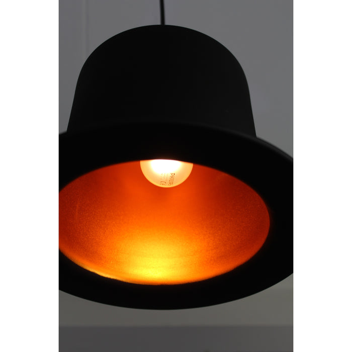 United Entertainment ® - Hoge Hoed Hanglamp - Zwart-goudkleur folie