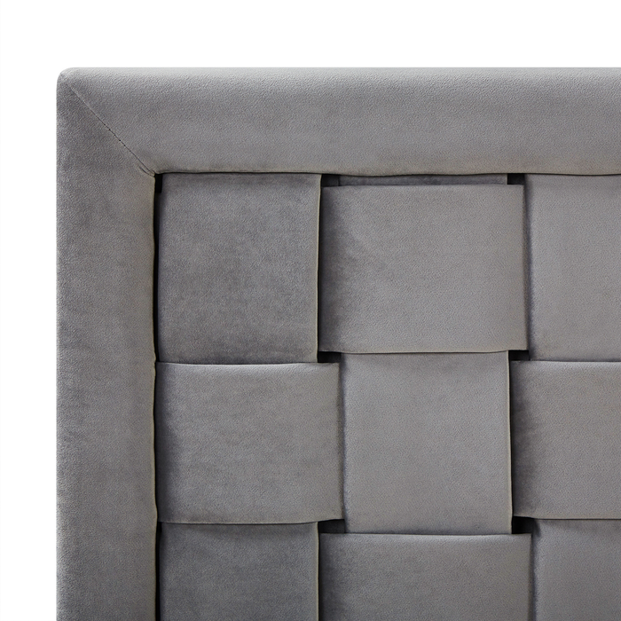 Beliani - LIMOUX - Tweepersoonsbed - Grijs - 140 x 200 cm - Fluweel