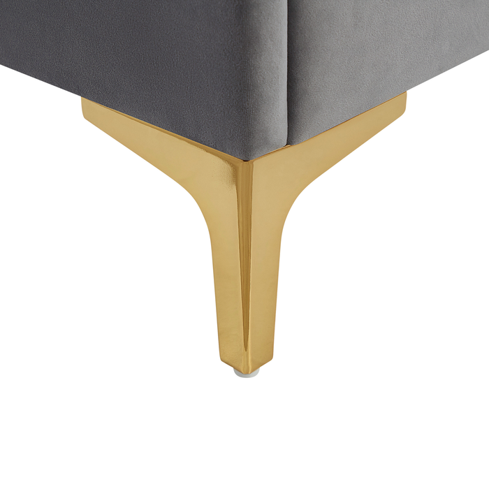 Beliani - LIMOUX - Tweepersoonsbed - Grijs - 140 x 200 cm - Fluweel